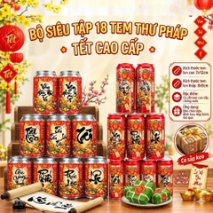 Bộ 18 Tem Dán Lon Nước Ngọt, Bia Dạng CAO Trang Trí Tết Nguyên Đán (18 Tem/ Bộ)