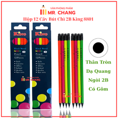 . Bút Chì Gỗ Dạ Quang Có Gôm 8801 (12 Cây/ Hộp; 12 Hộp/ Lốc; 240 Hộp/ Thùng)