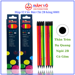 . Bút Chì Gỗ Dạ Quang Có Gôm 8801 (12 Cây/ Hộp; 12 Hộp/ Lốc; 240 Hộp/ Thùng)