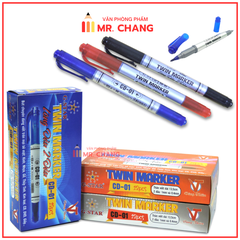 G-Star Bút Lông Dầu 2 Đầu CD01 (MựcXanh, Đỏ, Đen) (12 Cây/ Hộp; 12 Hộp/ Lốc; 96 Hộp/ Thùng)