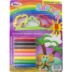 WinQ Sáp nặn 8 màu + khuôn hình D11 (5 Vỉ/ Lốc; 80 Vỉ/ Thùng)