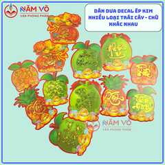 [HÌNH] Decal Dán Dưa Ép Kim Có Keo Hình Trái Cây Trang Trí Dán Dưa (10 Tờ/ Xấp; 10 Xấp/ Bịch)