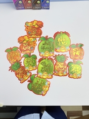 [HÌNH] Decal Dán Dưa Ép Kim Có Keo Hình Trái Cây Trang Trí Dán Dưa (10 Tờ/ Xấp; 10 Xấp/ Bịch)