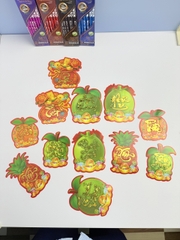 [HÌNH] Decal Dán Dưa Ép Kim Có Keo Hình Trái Cây Trang Trí Dán Dưa (10 Tờ/ Xấp; 10 Xấp/ Bịch)
