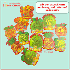 [HÌNH] Decal Dán Dưa Ép Kim Có Keo Hình Trái Cây Trang Trí Dán Dưa (10 Tờ/ Xấp; 10 Xấp/ Bịch)