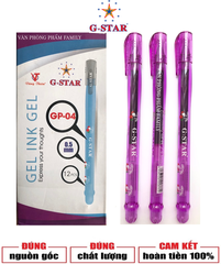 G-Star Bút Gel GP04 (Xanh, Tím, Đỏ, Đen) (12 Cây/Hộp; 12 Hộp/Lốc; 144 Hộp/Thùng)
