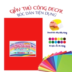 Decal Thủ Công 12 Màu Có Keo Khổ Lớn A4 12 Màu (12 Màu/ Xấp)