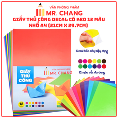 Decal Thủ Công 12 Màu Có Keo Khổ Lớn A4 12 Màu (12 Màu/ Xấp)