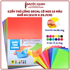 Decal Thủ Công 12 Màu Có Keo Khổ Lớn A4 12 Màu (12 Màu/ Xấp)