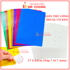 Giấy Thủ Công Khổ (17x21) DECAL CÓ KEO DÁN (7 Tờ/ Xấp)