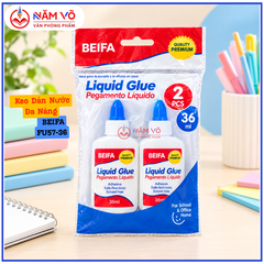 Beifa - Set 2 Chai Keo Nước Dán Đa Năng FU57-36A (2 Lọ/Vỉ, 120 Vỉ/Thùng)