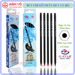 G-Star Bút Chì Màu Đen Thân Gỗ VT 405 2B (12 Cây/Hộp; 12 Hộp/ Lốc; 20 Lốc/ Thùng)