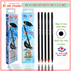 G-Star Bút Chì Màu Đen Thân Gỗ VT 405 2B (12 Cây/Hộp; 12 Hộp/ Lốc; 20 Lốc/ Thùng)