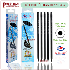 G-Star Bút Chì Màu Đen Thân Gỗ VT 405 2B (12 Cây/Hộp; 12 Hộp/ Lốc; 20 Lốc/ Thùng)