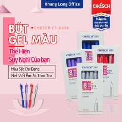 Bút Gel Mực Nước Chosch Hi-Partner CS-8623 (Xanh, Tím, Đỏ, Đen) (12 Cây/Hộp) (12 Hộp/Lốc) (12 Lốc/Thùng)