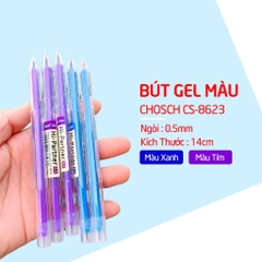 Bút Gel Mực Nước Chosch Hi-Partner CS-8623 (Xanh, Tím, Đỏ, Đen) (12 Cây/Hộp) (12 Hộp/Lốc) (12 Lốc/Thùng)