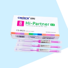 Bút Gel Mực Nước Chosch Hi-Partner CS-8623 (Xanh, Tím, Đỏ, Đen) (12 Cây/Hộp) (12 Hộp/Lốc) (12 Lốc/Thùng)