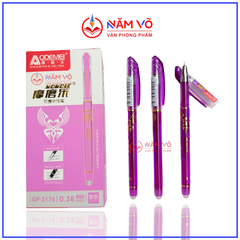 Bút Nắp Đậy Xóa Được Aodemei GP 3176 (Xanh, Tím) (12 Cây/Hộp; 12 Hộp/Lốc; 16 Lốc/Thùng)
