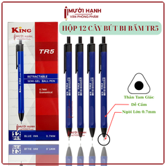 Bút Bi Bấm King TR5 (12 Cây/ Hộp; 12 Hộp/ Lốc; 288 Hộp/ Thùng) - MÀU XANH