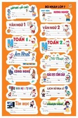 Bộ Nhãn Môn Học Lớp 3, 4, 5, 10, 11, 12 (5 Tờ/ Xấp; 10 Xấp/ Bịch)