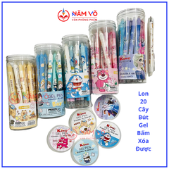 LON 20 CÂY Bút Gel BẤM Xóa Được LON KING (Xanh, Tím) (20 Cây/Lon; 12 Lon/Hộp; 96 Lon/Thùng) 9986