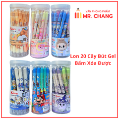 LON 20 CÂY Bút Gel BẤM Xóa Được LON KING (Xanh, Tím) (20 Cây/Lon; 12 Lon/Hộp; 96 Lon/Thùng) 9986