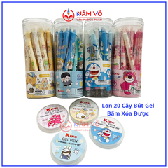 LON 20 CÂY Bút Gel BẤM Xóa Được LON KING (Xanh, Tím) (20 Cây/Lon; 12 Lon/Hộp; 96 Lon/Thùng) 9986