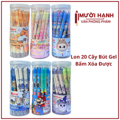 LON 20 CÂY Bút Gel BẤM Xóa Được LON KING (Xanh, Tím) (20 Cây/Lon; 12 Lon/Hộp; 96 Lon/Thùng) 9986