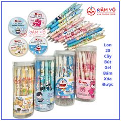 LON 20 CÂY Bút Gel BẤM Xóa Được LON KING (Xanh, Tím) (20 Cây/Lon; 12 Lon/Hộp; 96 Lon/Thùng) 9986