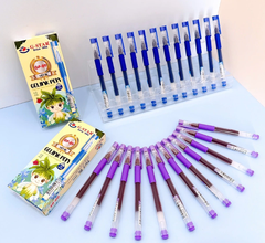 G-Star Bút Gel Bấm GP09 Ngòi 0.5mm Mực Xanh, Tím Có Đệm Tay Cầm (12 Cây/ Hộp; 12 Hộp/ Lốc)