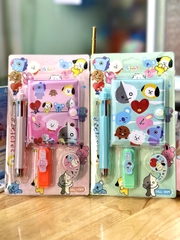 Sét Sổ + Bút bấm nhiều ngòi + dạ quang + Keo dán HLL-009 (12 Sét/Hộp) (288 Sét/Thùng)