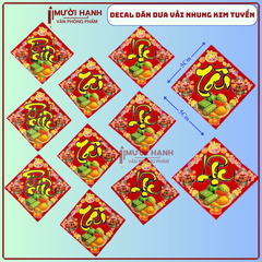 Dán Dưa Vải Nhung (Tài, Lộc, Phước) - (10 Tờ/ Xấp; 10 Xấp/ Bó)