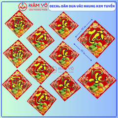 Dán Dưa Vải Nhung (Tài, Lộc, Phước) - (10 Tờ/ Xấp; 10 Xấp/ Bó)