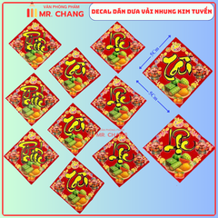 Dán Dưa Vải Nhung (Tài, Lộc, Phước) - (10 Tờ/ Xấp; 10 Xấp/ Bó)