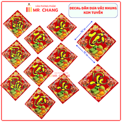 Dán Dưa Vải Nhung (Tài, Lộc, Phước) - (10 Tờ/ Xấp; 10 Xấp/ Bó)