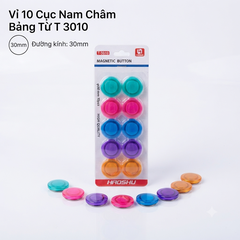 Nam Châm Bảng Từ Vỉ 10 Cục 3010 (10 Cục/Vỉ; 100 Vĩ/ Lốc; 400 Vĩ/ Thùng)