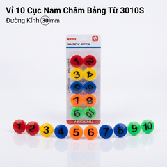 Nam Châm Bảng Từ Vỉ 10 Cục 3010S Đường Kính 30mm (10 Cục/Vỉ; 100 Vĩ/ Lốc; 400 Vĩ/ Thùng)