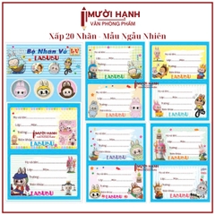 Nhãn 2 Ô (20 Nhãn/ Xấp; 10 Xấp/ Bó; 10 Bó/ Bịch)