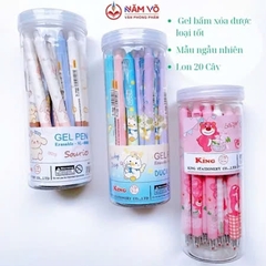 . LON 20 CÂY Bút Gel BẤM Xóa Được LON KING (Xanh, Tím) (20 Cây/Lon; 12 Lon/Hộp; 96 Lon/Thùng) 9986