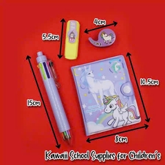 Sét Sổ + Bút bấm nhiều ngòi + dạ quang + Keo dán HLL-009 (12 Sét/Hộp) (288 Sét/Thùng)