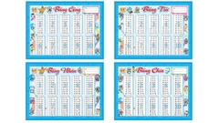 Bảng Cộng, Trừ, Nhân, Chia Có Keo Dán (4 Tờ/ Xấp; 10 Xấp/ Bó; 100 Xấp/ Cục)
