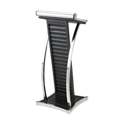 Bục Phát Biểu Thân Bọc Da Viền Inox Trắng HTGB-28