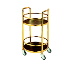 Xe Phục Vụ Rượu Inox Mạ Vàng Tròn HTFW-106A