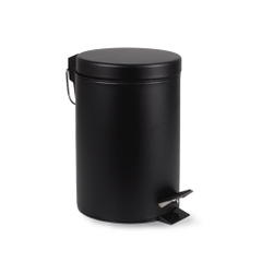 Thùng Rác Inox Sơn Đen Đạp Chân Tròn 3L Paloca TRDD03