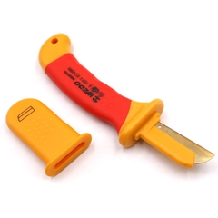 Insulated Cable Knife (Flat blade with cover), IN520C-02, 50x180mm, WEDO, Insulated Steel