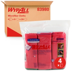 Khăn Lau Đa Năng Kimberly Clark WYPALL MICROFIBER 83980, Đỏ, 35x35cm, 6 Tờ/Túi, 4 Túi/Thùng