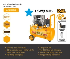 Máy Nén Khí Không Dầu 24L INGCO