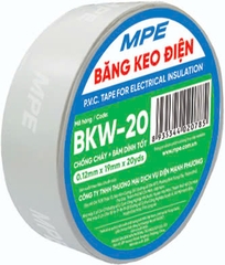 Băng Keo Điện PVC Màu Trắng MPE BKW-20, 10 Cuộn/Lốc 200 Cuộn/Thùng