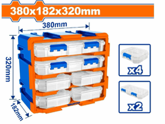 Bộ Tủ Gồm 2 Hộp Nhựa Chia 13 Ngăn Và 4 Hộp Nhựa Chia 6 Ngăn Đựng Linh Kiện 380x182x320mm WADFOW