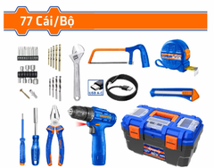 Bộ 77 Món Dụng Cụ Cầm Tay Kèm Máy Khoan Dùng Pin 12V WADFOW